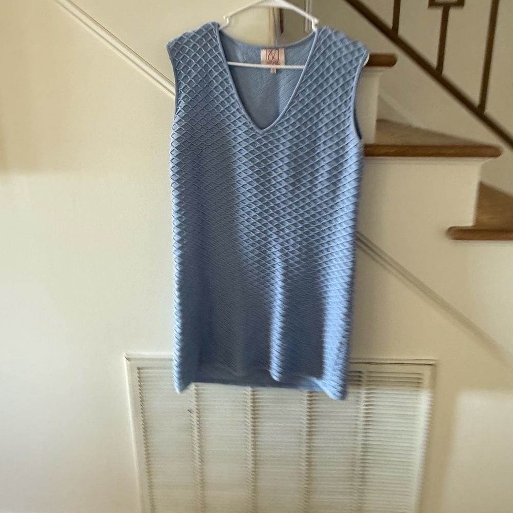 Blue Sleeveless Textured Dress